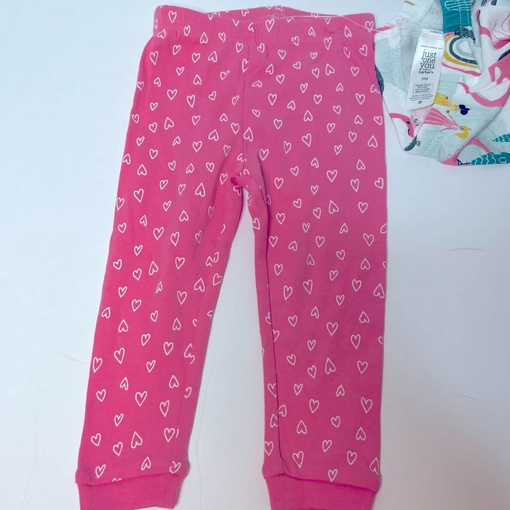 Carters Just One You Baby Girl 4 pc Princess Snug Fit Pink White Pajama Set NEW